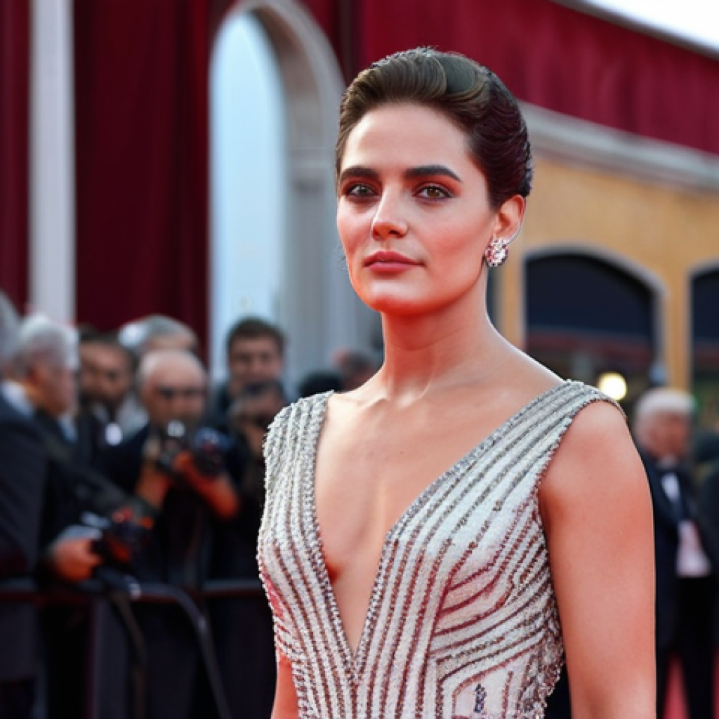 **

"A confident actress, fully clothed in a stylish Italian designer dress, standing on the red carpet at the Venice Film Festival, appropriate attire, safe for work, perfect anatomy, natural proportions, professional photography, high quality."

**