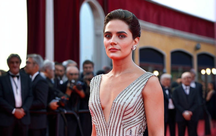 **

"A confident actress, fully clothed in a stylish Italian designer dress, standing on the red carpet at the Venice Film Festival, appropriate attire, safe for work, perfect anatomy, natural proportions, professional photography, high quality."

**