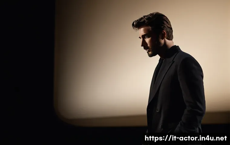 연극배우의 조명 이해 - **Prompt:** A male actor, mid-performance on a darkly lit stage, stands with an intense, contemplati...