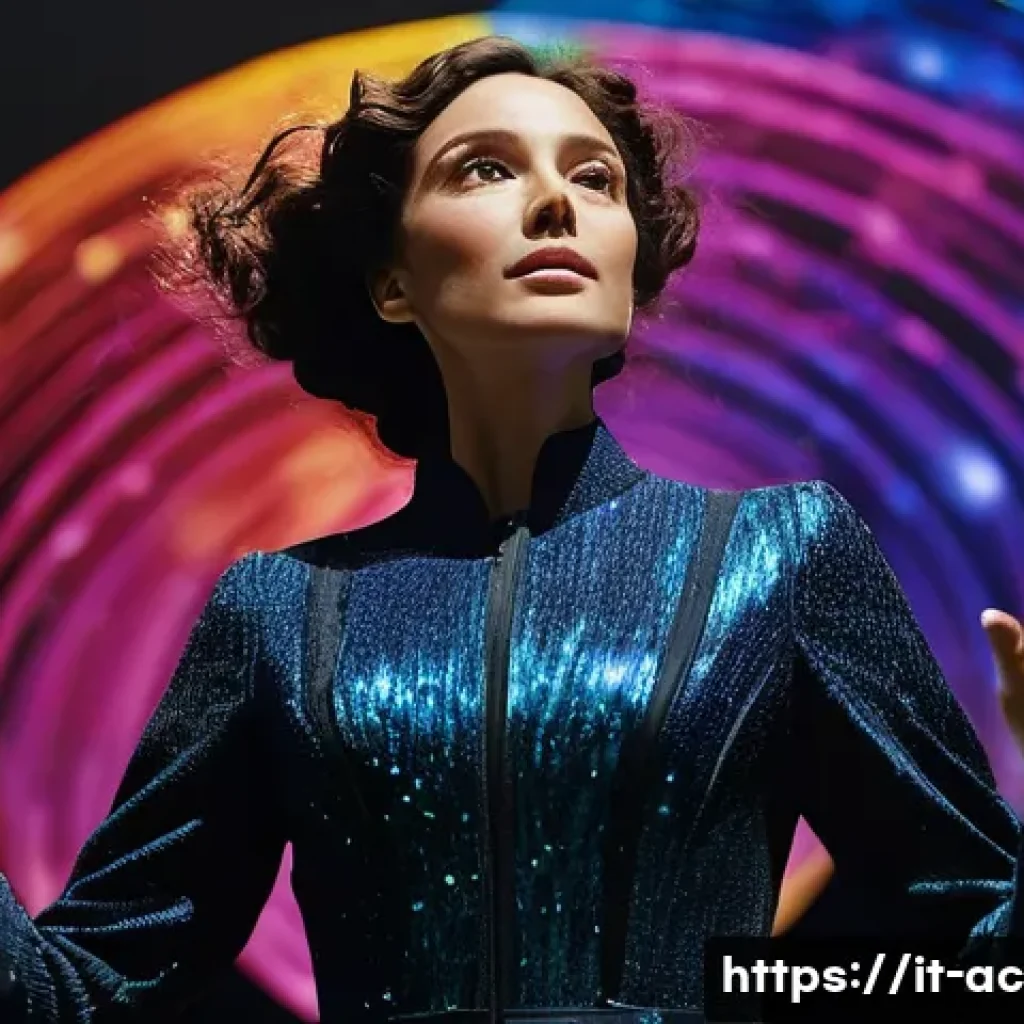 연극배우와 연기 트렌드 분석 - **Prompt:** A dynamic Italian actress in her early 30s stands center-stage, dramatically interacting...