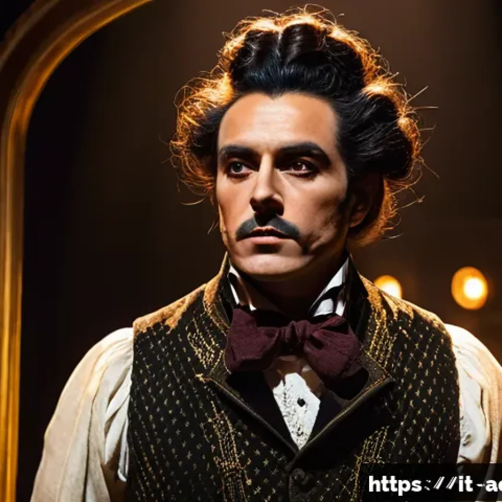 연극배우와 분장사의 협력 - A theatrical actor in a richly detailed stage makeup application scene, wearing a period costume wit...
